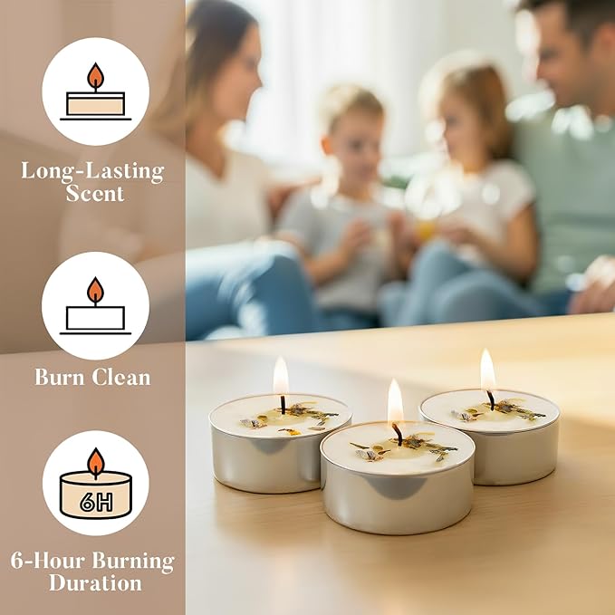 16 Pack Laven​der Tealight Candles - Image 4