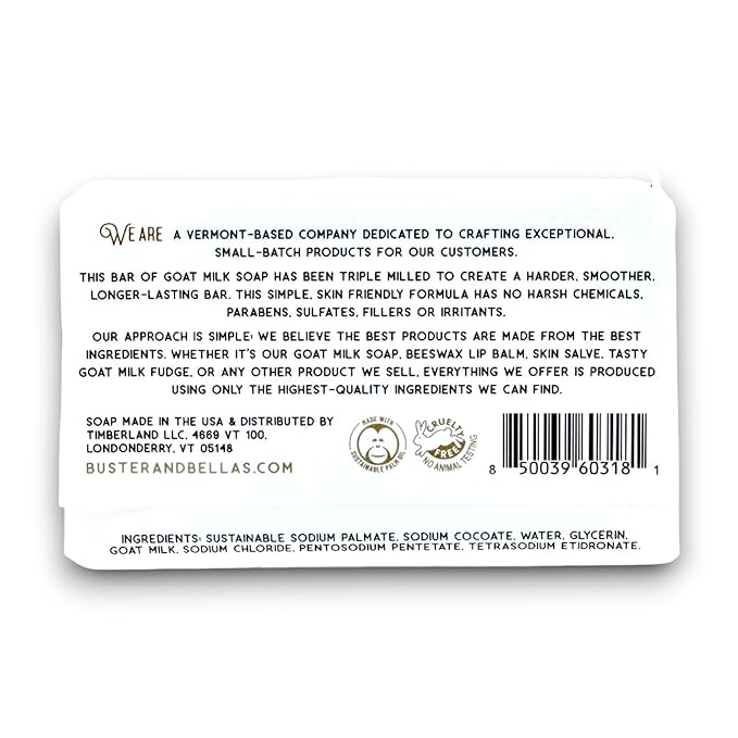 Buster & Bella's Unscented Triple Milled Goat Milk Soap - Image 2