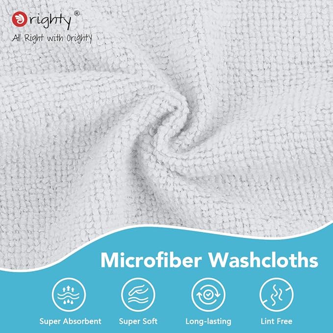 Orighty Washcloths, 20 Pack Microfiber Face Towels, Highly Absorbent and Soft - Image 4