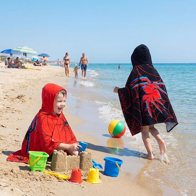 Peryiter 2 Pcs Spider Hooded Towel Bath Beach Quick Dry Towels Swimming Bath - Image 5