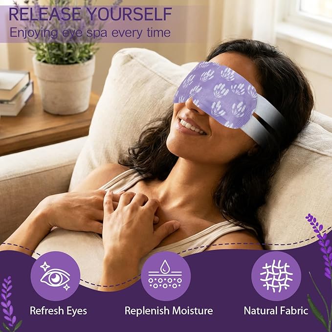 50 Pcs Steam Eye Masks for Dry Eyes Lavender Self Heated Steam Warm Eye Mask - Image 2