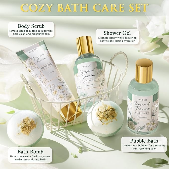 Mothers Day Birthday Gifts for Women, Bergamot Jasmine Relaxing Spa Gift - Image 4