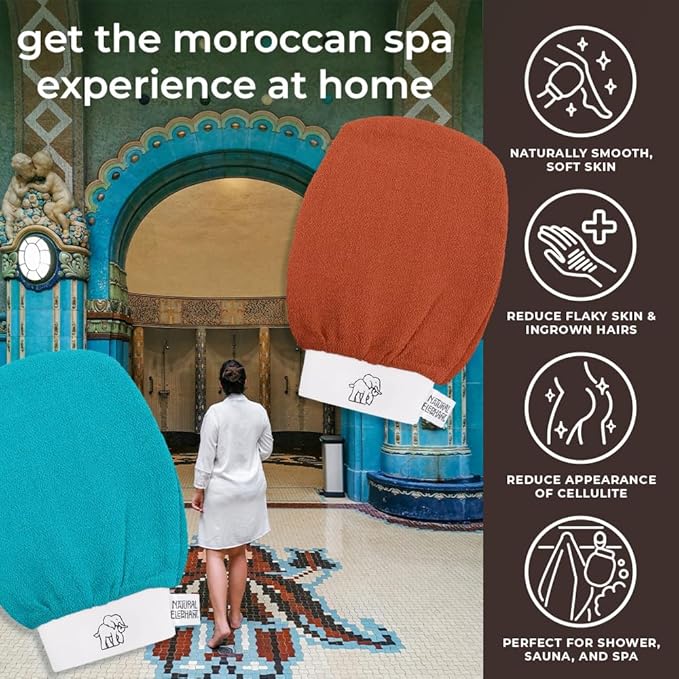 Natural Elephant Exfoliating Hammam Glove | Authentic Moroccan Kessa Body Scrub - Image 2
