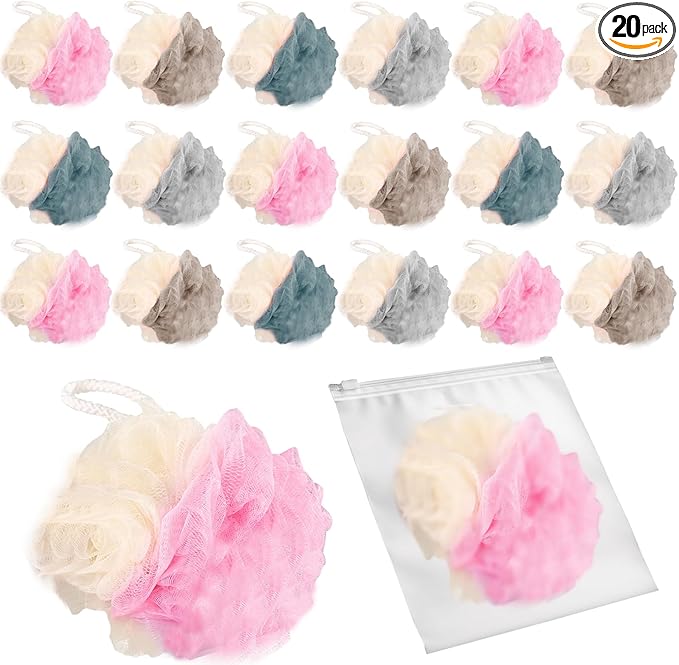 20 Pack Travel Loofah Individually Wrapped, Small Loofah Shower Puff, 30g Mini by Unknown