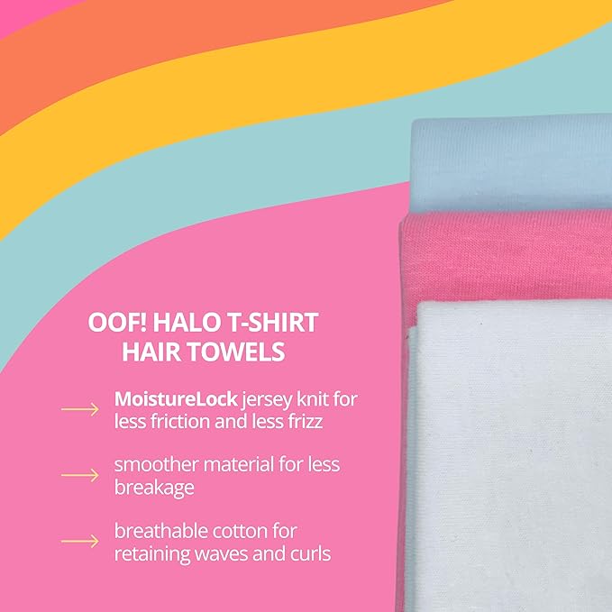 OOF! Halo T-Shirt Hair Towel | 100% Cotton Jersey Knit w/MoistureLock | No - Image 4