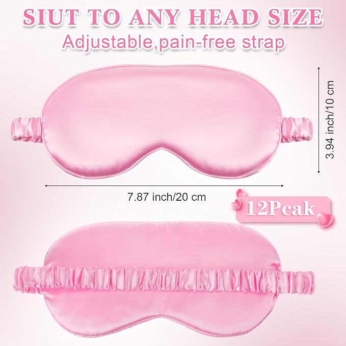Cutecrop 12 Pcs Silk Sleep Masks Soft Satin Eye Masks - Image 2