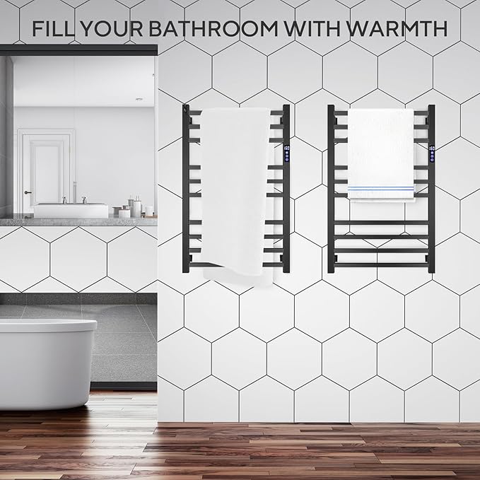 XBVV Black Towel Warmer Rack for Bathroom - Image 8