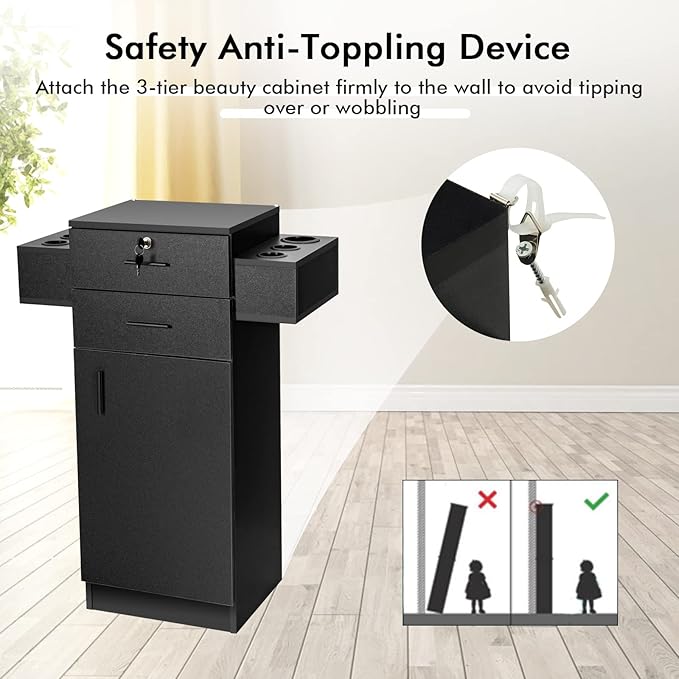 Giantex Salon Storage Cabinet, Locking Hair Styling Storage Organizer - Image 6