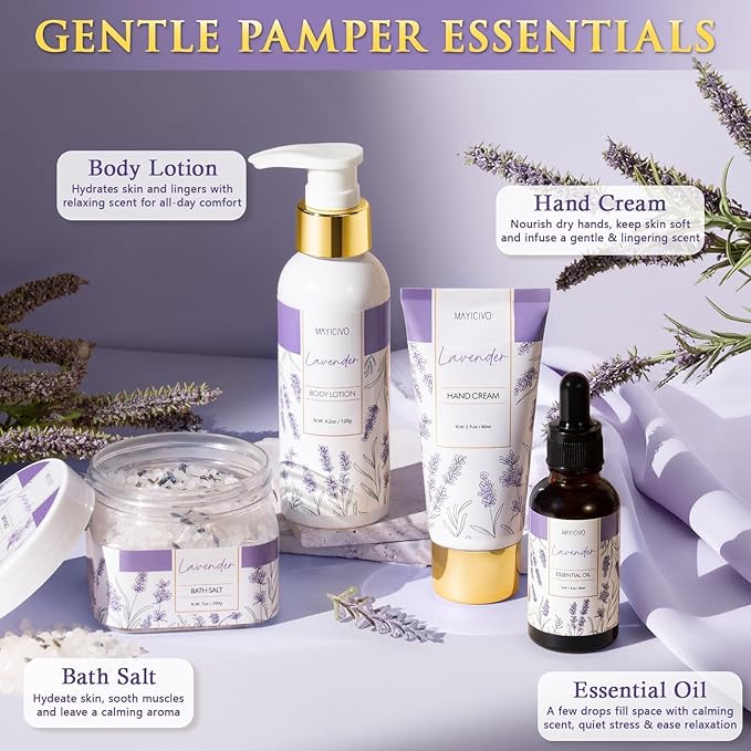 Mothers Day Birthday Gifts for Women, Lavender Relaxing Spa Gift Baskets for - Image 5