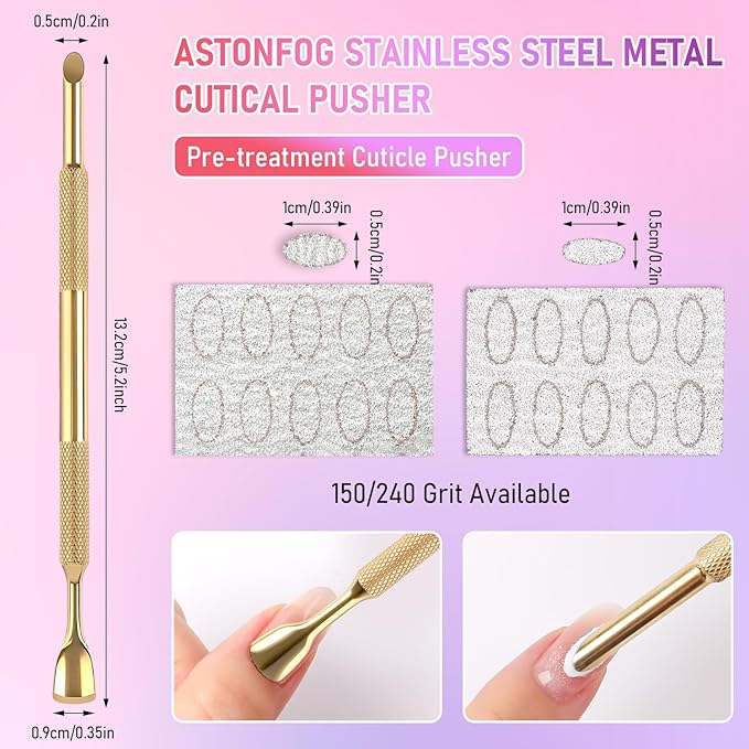 Pre-Treatment Cuticle Pusher, Dual Ended Cuticle Remover Russian Prep Nail - Image 2