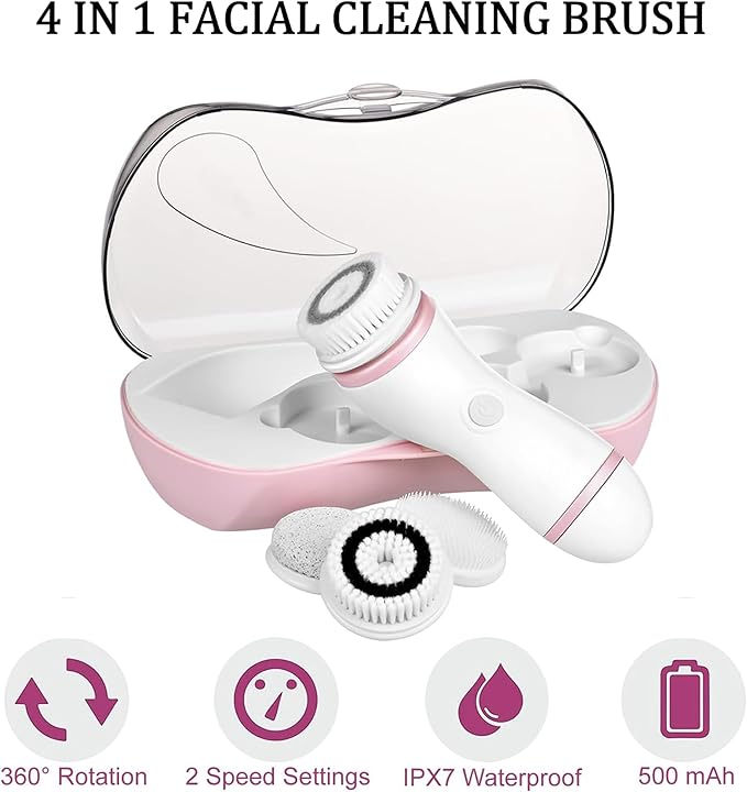 Facial Cleansing Brush, 4 in 1 Electric Face Scrubber - Image 2
