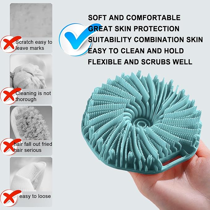 RamPula Silicone Body Scrubber, Silicone Loofah, Quick-Dry Exfoliating Body - Image 2