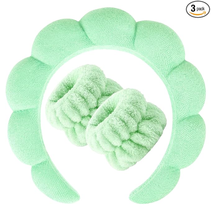 Zkptops Spa Headband for Washing Face Wristband Set Sponge Makeup Skincare by ZKPTOPS