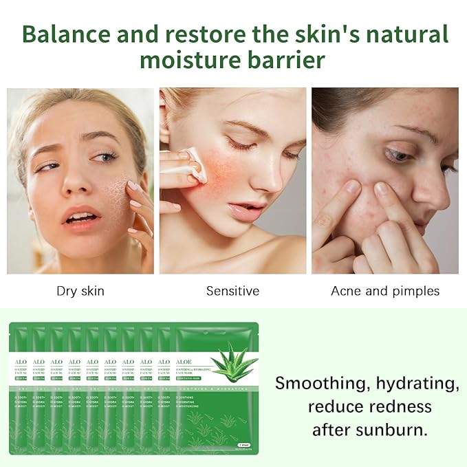 Aloe Vera Soothing Mask Hydrating Face Masks Skincare Moisturizing Facial Sheet - Image 5