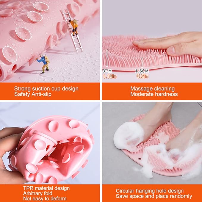 VOPHIA 2 Pack Shower Back & Foot Scrubber, Wall Mounted Back Scrubber Silicone - Image 2