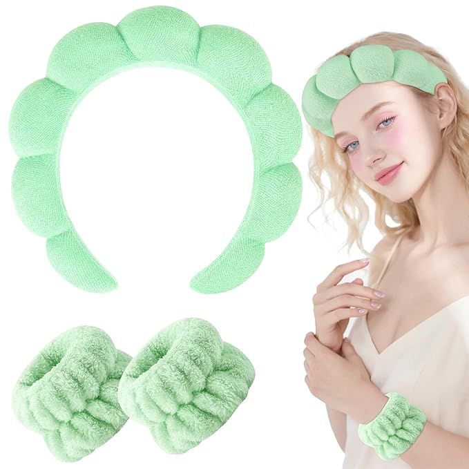 Zkptops Spa Headband for Washing Face Wristband Set Sponge Makeup Skincare - Image 8