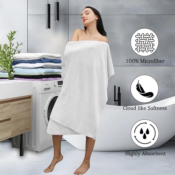 8-Piece White Bath Towels Set, 2 Oversized Large Bath Towels Sheet, 2 Hand - Image 3