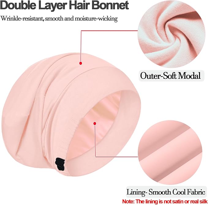 Sleep Cap Bonnet for Sleeping, Adjustable Cooling Ice Silk Lined Hair Bonnets - Image 6