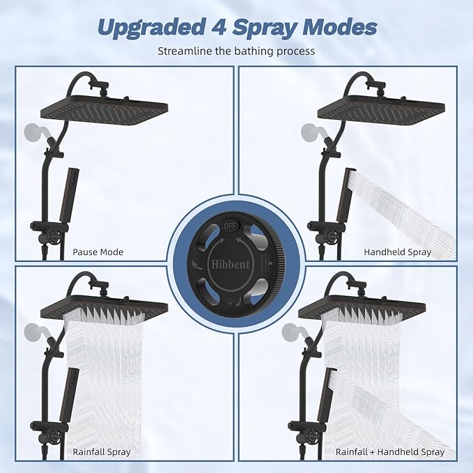 Hibbent 13'' cUPC Certified Shower Head Combo, High Pressure 5-spray Rainfall - Image 5