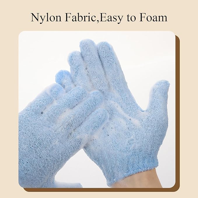 MOLOPPO 2 PCS Bath Glove Use Loofah Sponge Exfoliating Body Scrubber Deep - Image 3