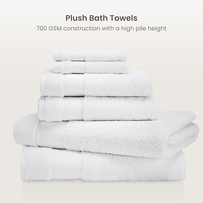 BIOWEAVES 100% Organic Cotton 700 GSM Plush 6-Piece Towel Set GOTS Certified - Image 2