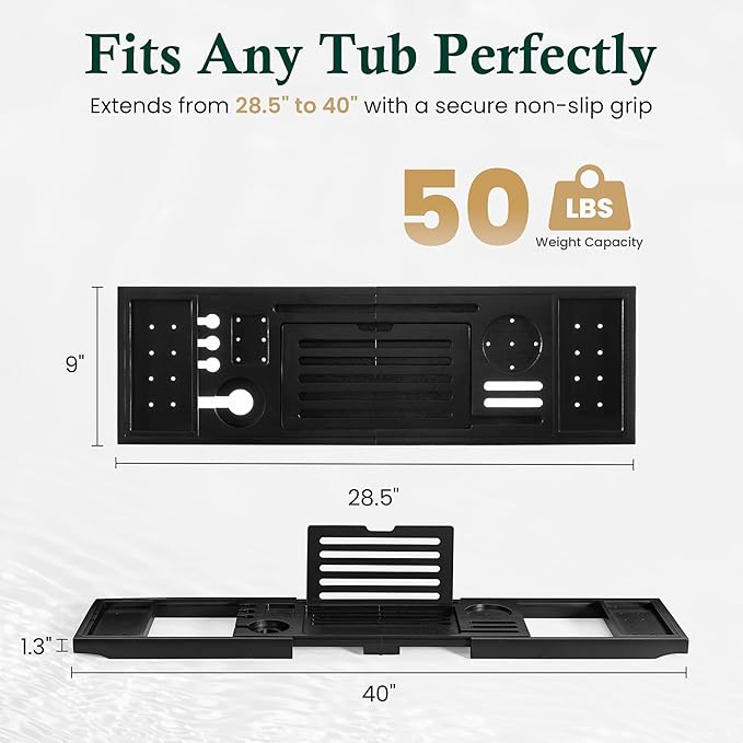 Teak Bathtub Tray | Adjustable Width Tray - Image 3