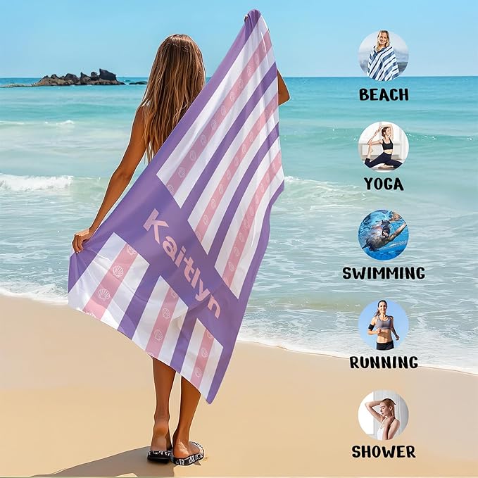 JML Custom Beach Towel with Name, Personalized Microfiber Beach Towel with Name - Image 6