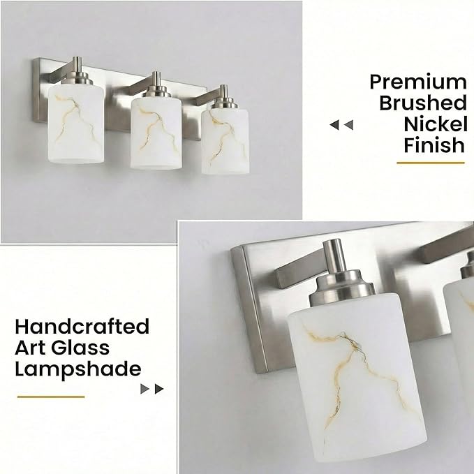 3-Light Bathroom Light Fixture, Brushed Nickel Modern Vanity Light - Image 4