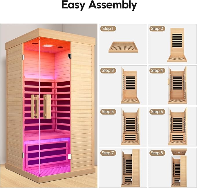 OUTEXER Sauna Room Indoor Far Infrared Saunas Home Canadian Hemlock 1450W - Image 6