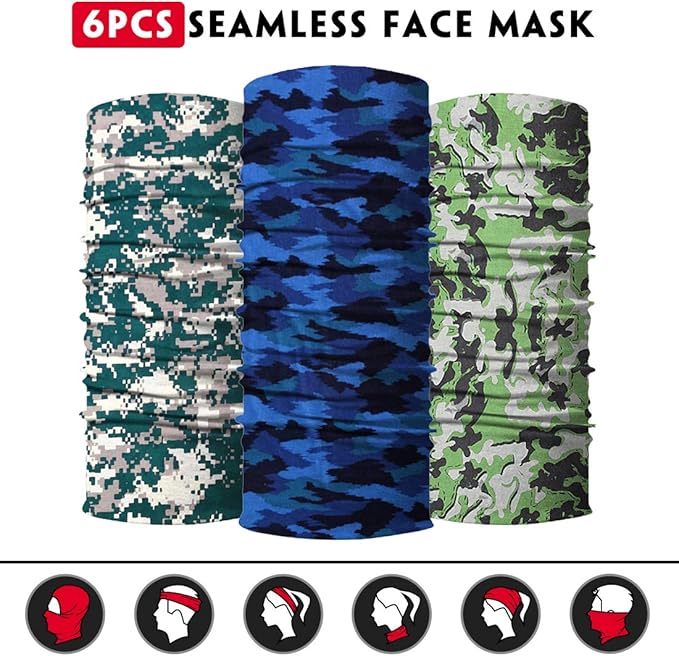 Venswell Neck Gaiter Face Mask Men Women, Seamless Bandana Rave Face Cover - Image 4