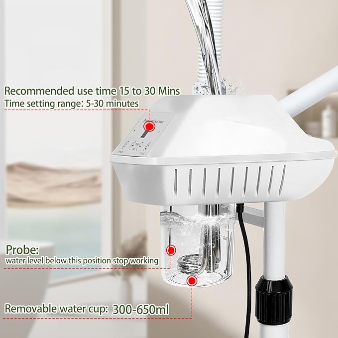 Professional Facial Steamer for Deep Hydration, 2in1 Ozone Face Steamer - Image 3