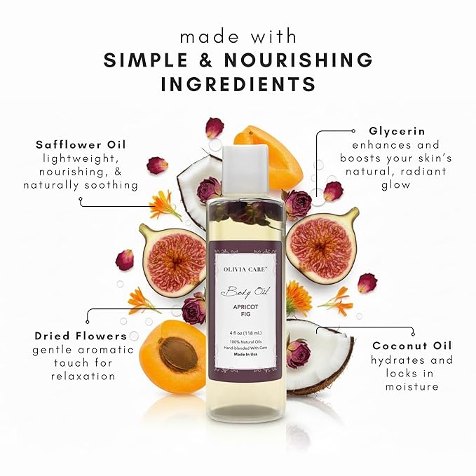 Olivia Care Body Oil Apricot Fig Vegan & Natural Moisturizing - Image 3