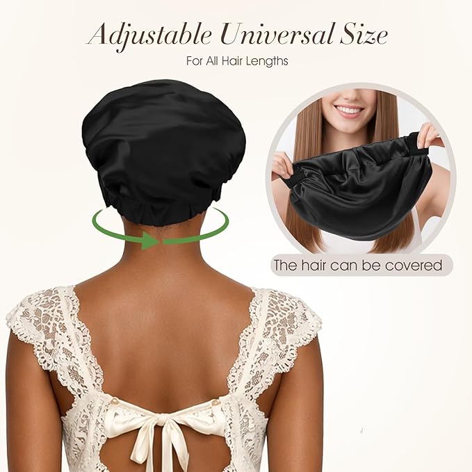 LC-dolida Satin Silk Bonnet for Sleeping Women Men, Hair Bonnet for Curly & - Image 6