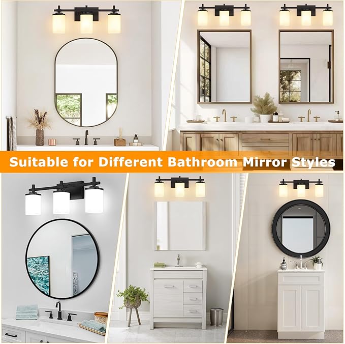 3-Lights Black Vanity Lights for Bathroom - Image 7