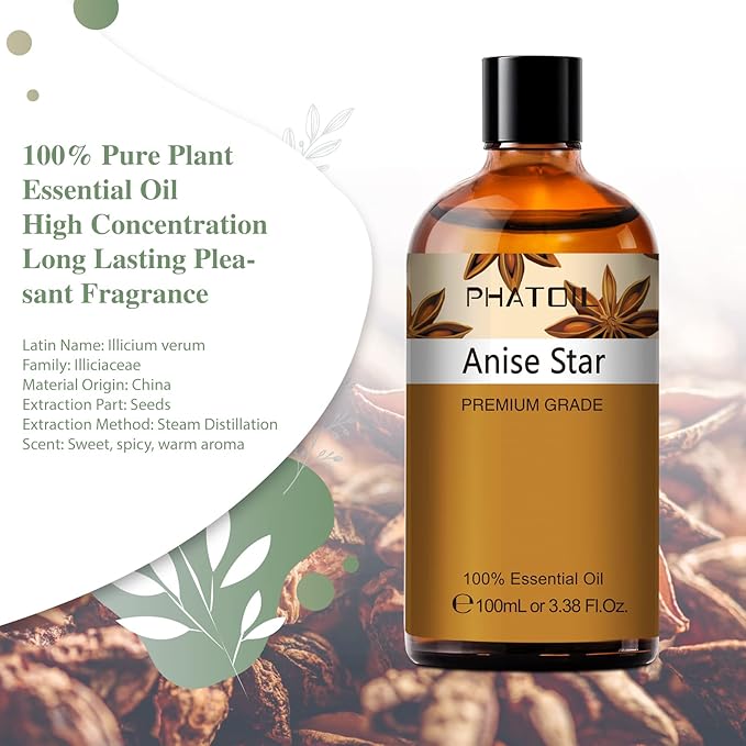 Anise Star 3.38fl.oz Essential Oil, PHATOIL Pure Aromatherapy Oils - Image 2