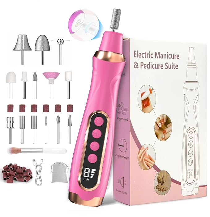 Professional Manicure Pedicure Kit Cordless Electric Nail File Set 6 Speed by ElectricNailDrill