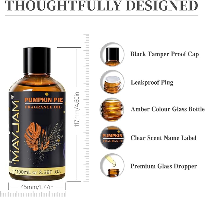 Pumpkin Pie Fragrance Oil Essential Oil, MAYJAM 3.38FL.OZ Pumpkin Pie Oil - Image 8