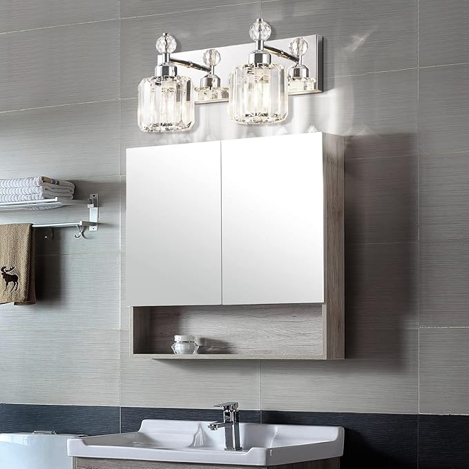 PRESDE Modern Crystal Chrome 2 Light Bathroom Vanity Light - Image 2