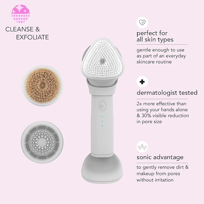 skn by conair Daily Glow Facial Cleansing Brush, All-in-One Facial Brush - Image 2