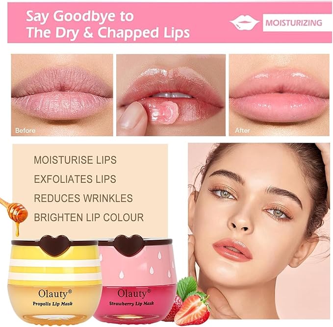 6 PCS Bee Lip Balm Honey Pot, Honey Lip Balm Bulk, Moisturising Sleep Lip Mask - Image 3