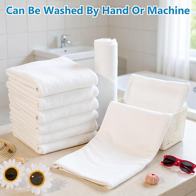 SmoothNovelty 8 Pack Microfiber Bath Towels Bulk 27'' x 60'' Oversized Beach - Image 4
