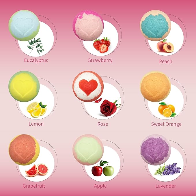 Bath Bombs for Kids with Surprise Inside, 9 Heart Imprint Kids Bath Bombs for - Image 3