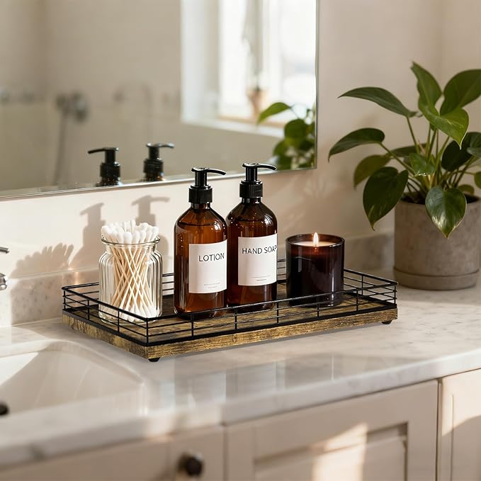 Large Bathroom Vanity Tray – 13" x 8" Decorative Wooden Tray - Image 2