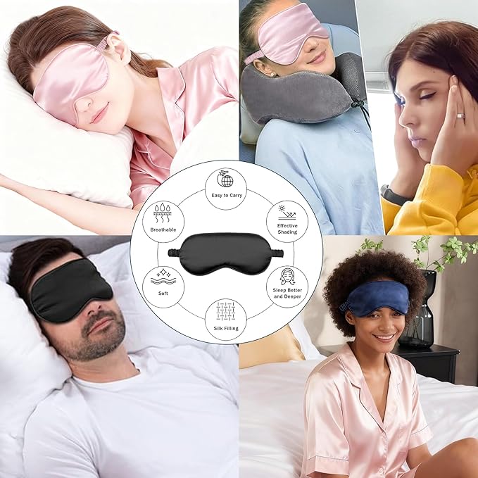 Satin Eye Mask 8Pcs Silk Sleep Masks Silky Blindfold Eyeshade Blackout Eyes - Image 7