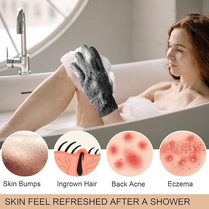 MIG4U Shower Exfoliating Scrub Gloves, Bathing Gloves Body Wash Dead Skin - Image 5