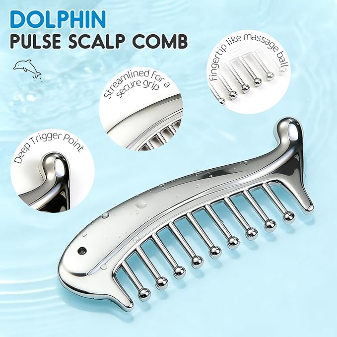 Metal Scalp Massage Tool Gua Sha Facial Tools, Portable Massage Comb - Image 3