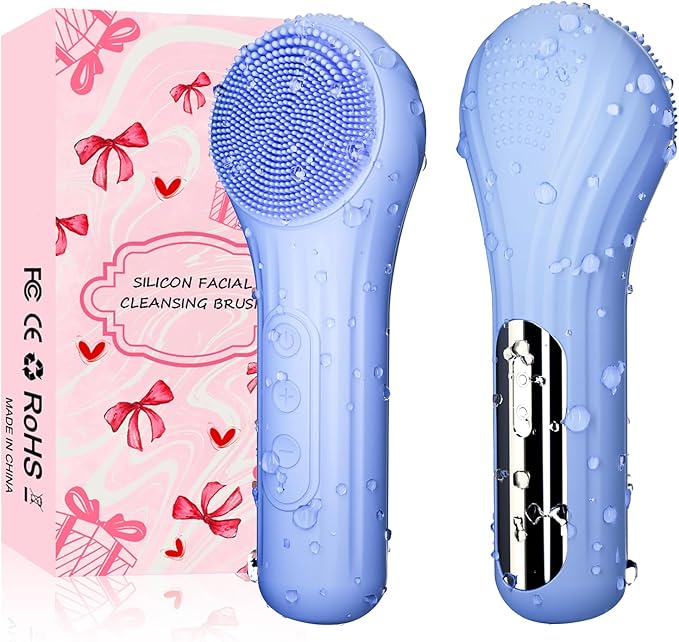 Silicone Face Scrubber, Waterproof Electric Facial Cleansing Brush by Mosnami