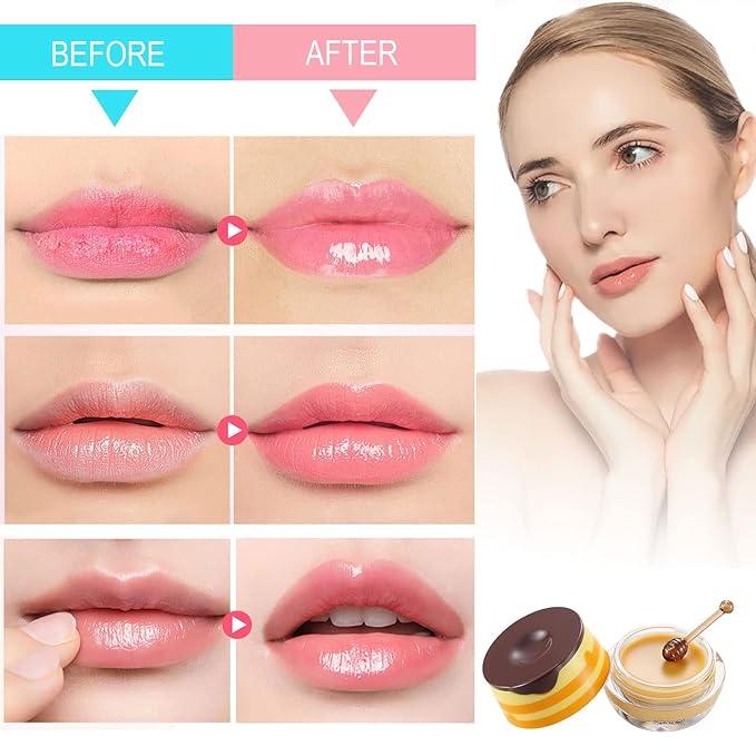 2 Pcs Bee Lip Balm Honey Pot, Honey Lip Mask Propolis Moisturizing Hydrating - Image 2