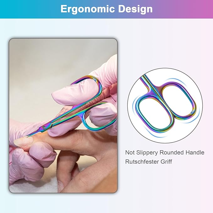 Lermende Cuticle Scissors Extra Fine Curved, Portable Stainless Steel Manicure - Image 4