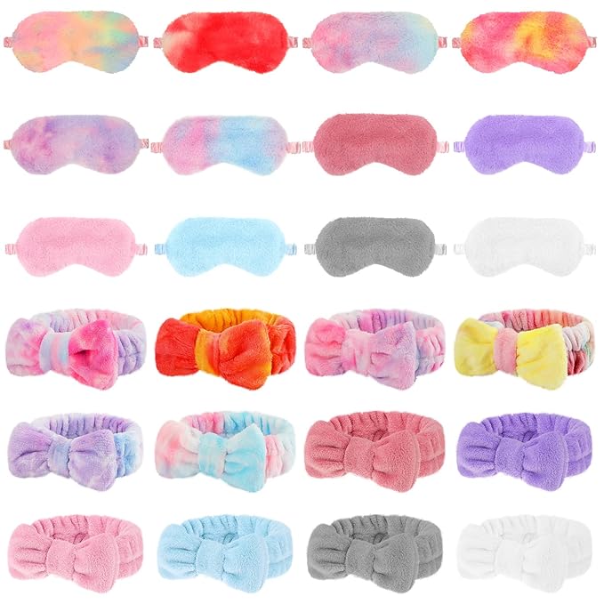 Xuhal 24 Pcs Spa Sleepover Party Favors Supplies Plush Headband and Eye Mask by Xuhal